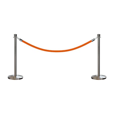 Montour Line Stanchion Post and Rope Kit Sat.Steel, 2 Crown Top 1 Gold Rope 2-SS-CN-1-PVR-GD-SS